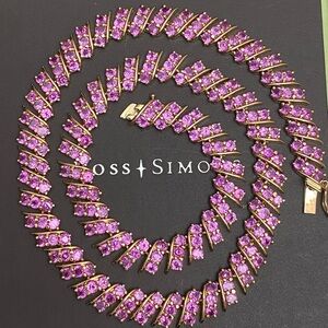 18k gold vermeil Ross Simons pink sapphire Necklace 925 sterling silver NEW